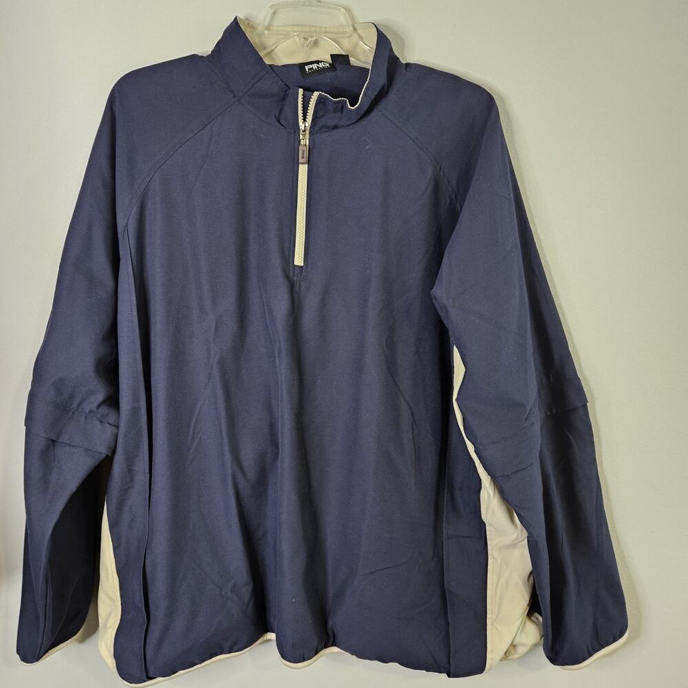 Ping Golf 1/4 Zip Windbreaker Pullover Men's XXL Black Tan Convertible Sleeve